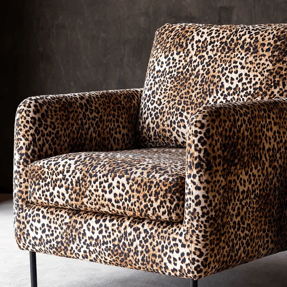 American Retro Leopard Lounge Chair for Reading Corners and Small Spaces