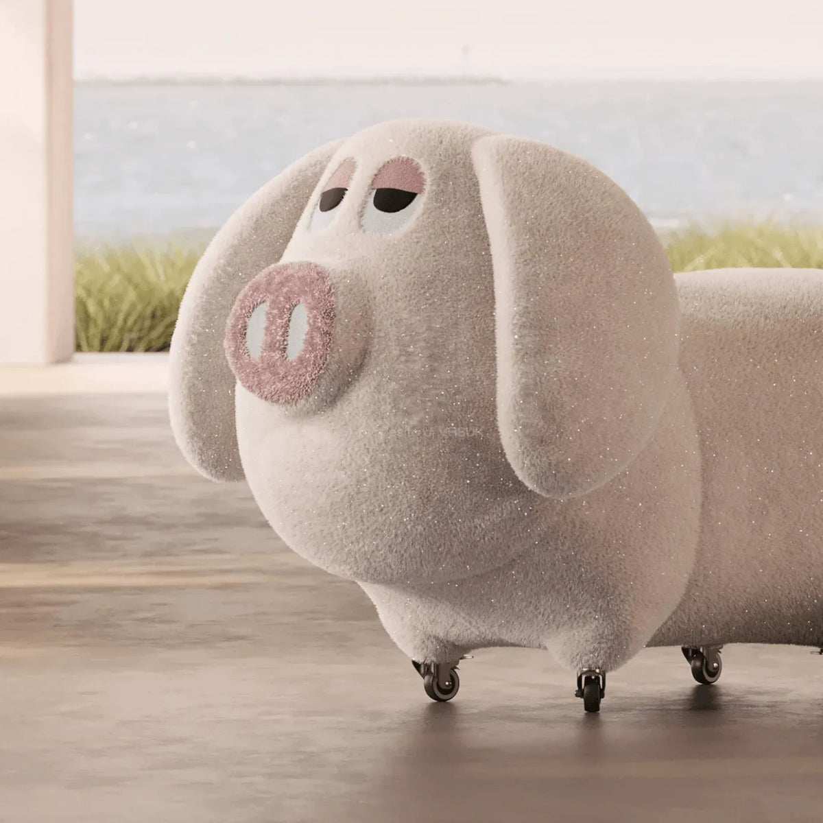 Animal-Shaped Plush Lounge Chair Series With Hidden Casters