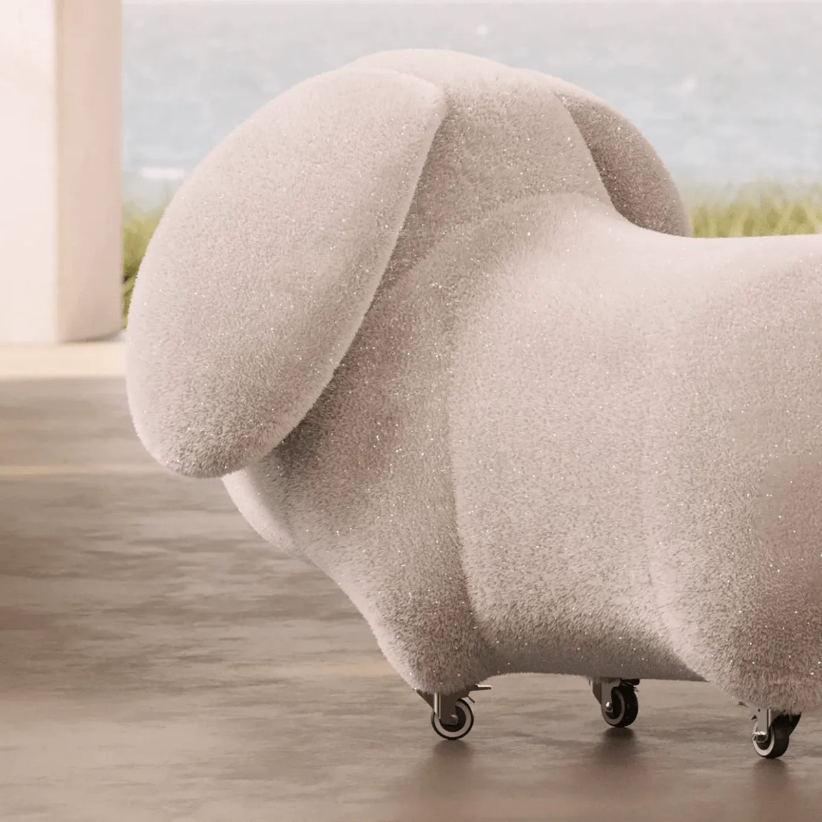 Animal-Shaped Plush Lounge Chair Series With Hidden Casters