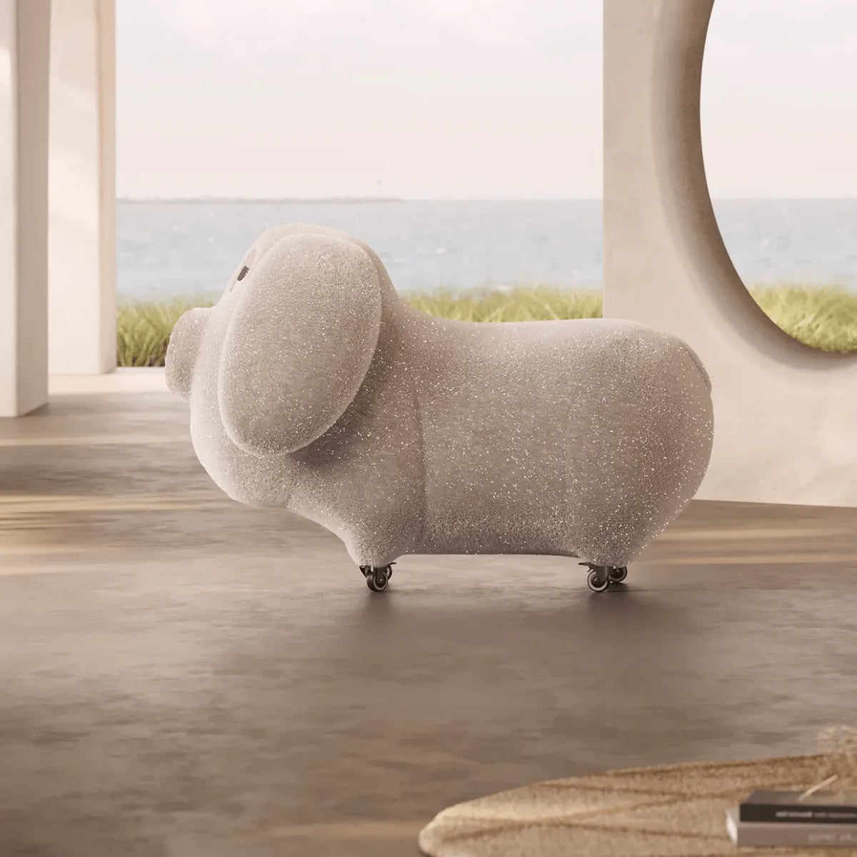 Animal-Shaped Plush Lounge Chair Series With Hidden Casters