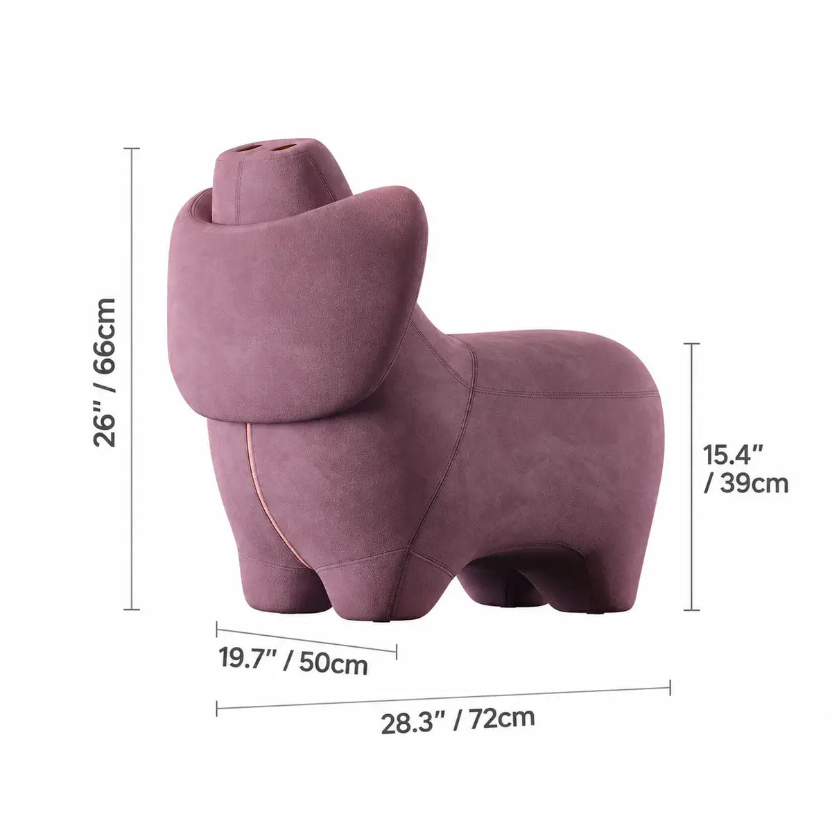 Animal-Shaped Plush Lounge Chair Series With Hidden Casters Dimensions