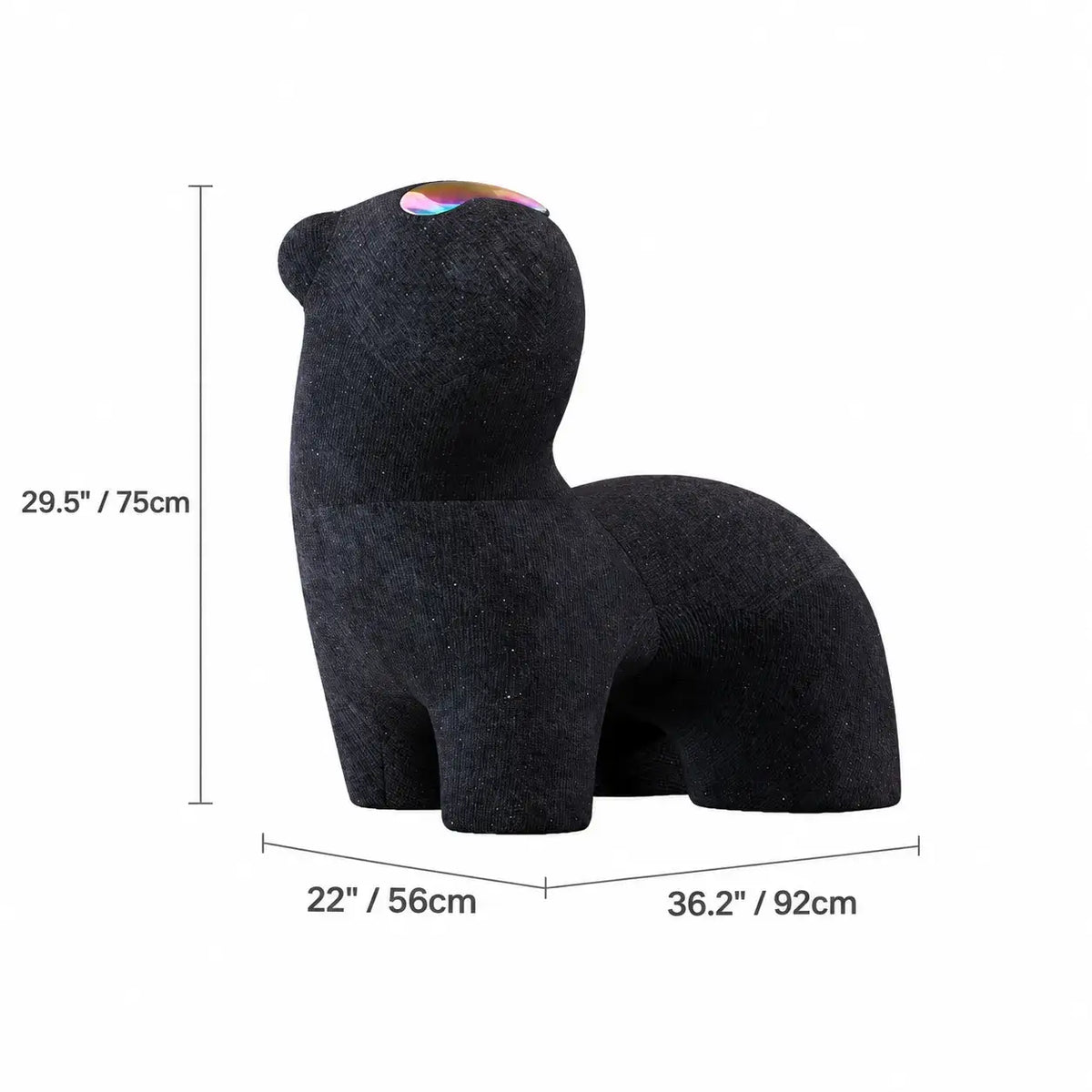 Animal-Shaped Plush Lounge Chair Series With Hidden Casters Dimensions