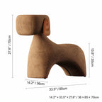 Animal-Shaped Plush Lounge Chair Series With Hidden Casters Dimensions