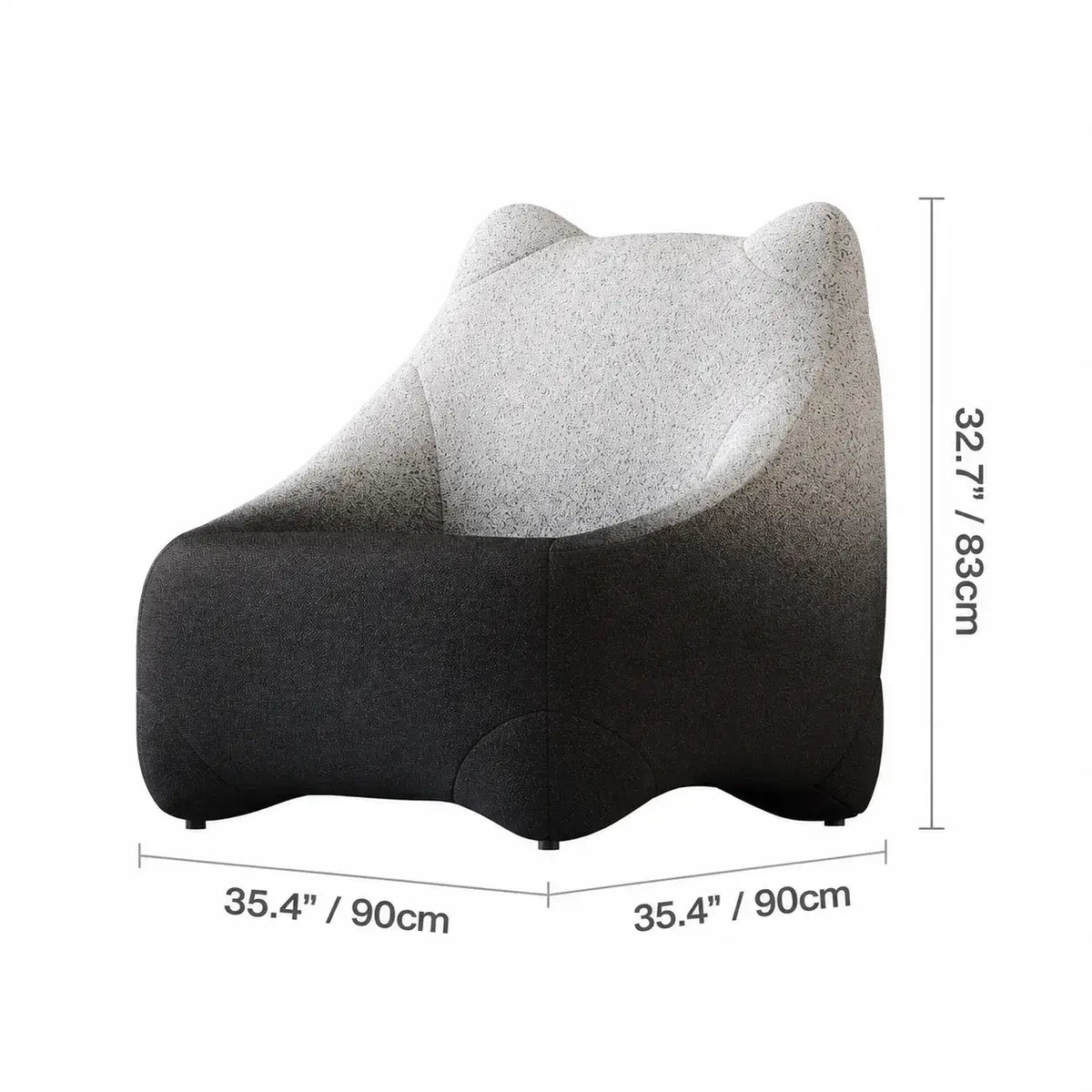 Animal-Shaped Plush Lounge Chair Series With Hidden Casters Dimensions