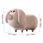 Animal-Shaped Plush Lounge Chair Series With Hidden Casters Dimensions