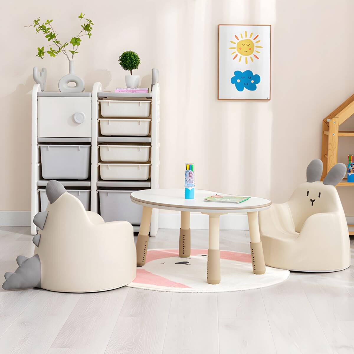 Animal Theme Upholstered Club Chair - Bear, Cat, Dinosaur, Rabbit Imagen secundaria del producto