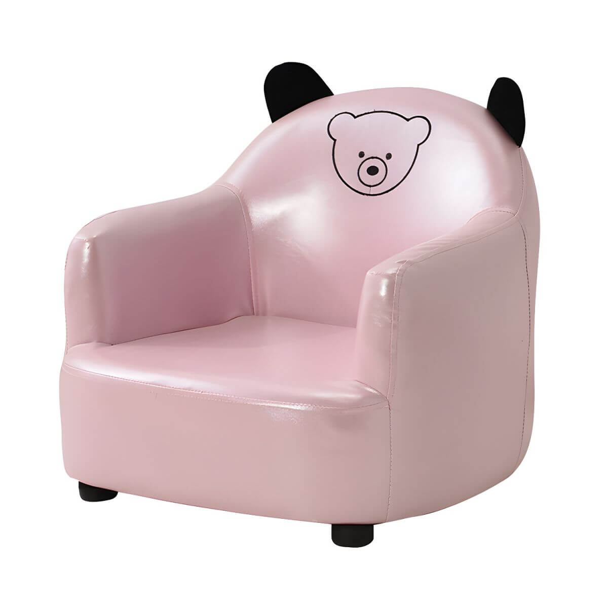 Animal-Themed Upholstered Club Sofa for Kids - Bear Design in Pink