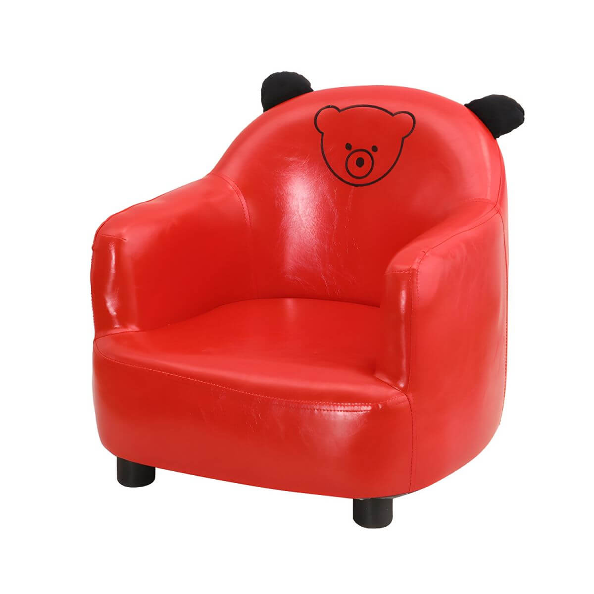 Animal-Themed Upholstered Club Sofa for Kids - Bear Design in Pink