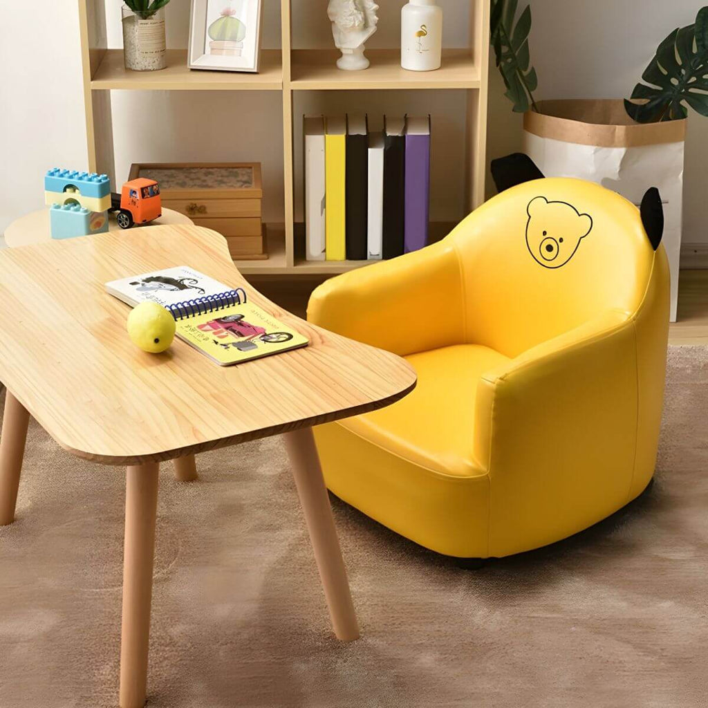 Animal-Themed Upholstered Club Sofa for Kids - Bear Design in Pink Main Product Image