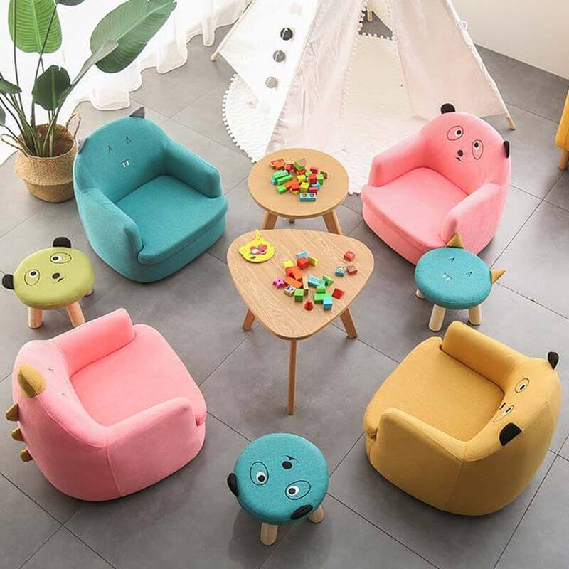 Animal-Themed Upholstered Kids Sofa with Soft Fabric and Safe Design Main Product Image