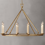 Antique Brass Wagon Wheel Chandelier – 8-Light Rustic Metal Ceiling Light