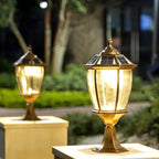 Antique Bronze Solar LED Outdoor Pier Mount Lantern Light