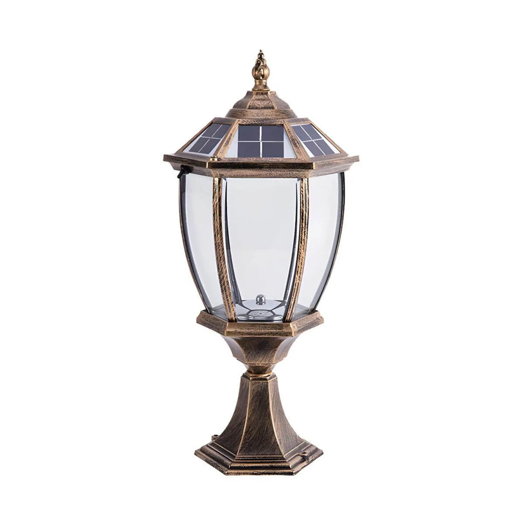 Antique Bronze Solar LED Outdoor Pier Mount Lantern Light