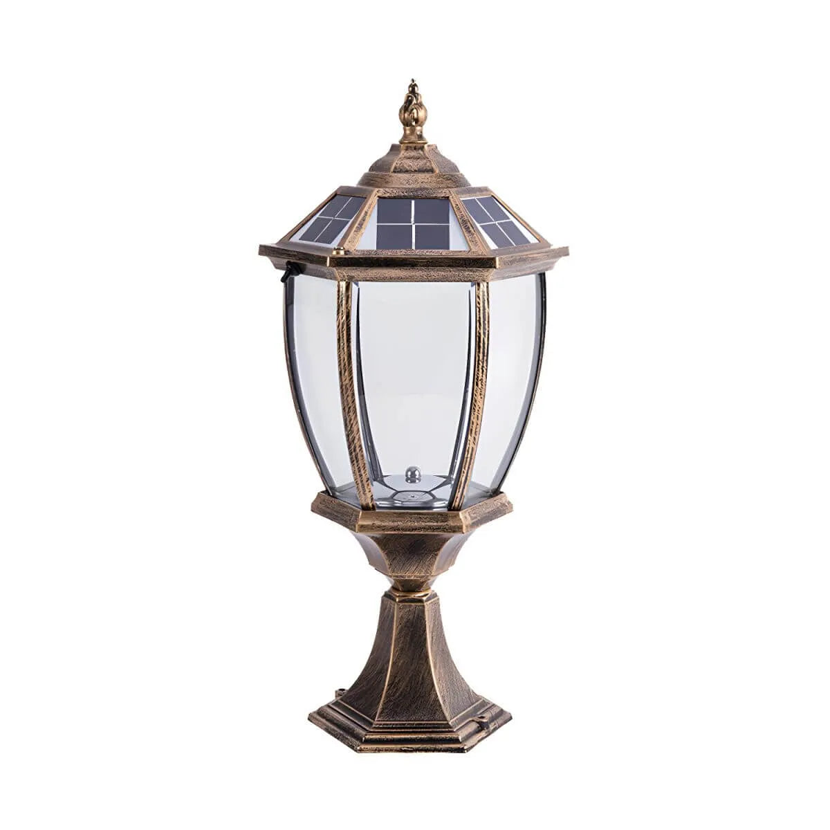 Antique Bronze Solar LED Outdoor Pier Mount Lantern Light