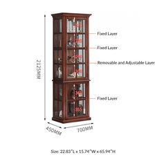 Antique Style Wine Cabinet With Tempered Glass Doors