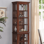 Antique Style Wine Cabinet With Tempered Glass Doors