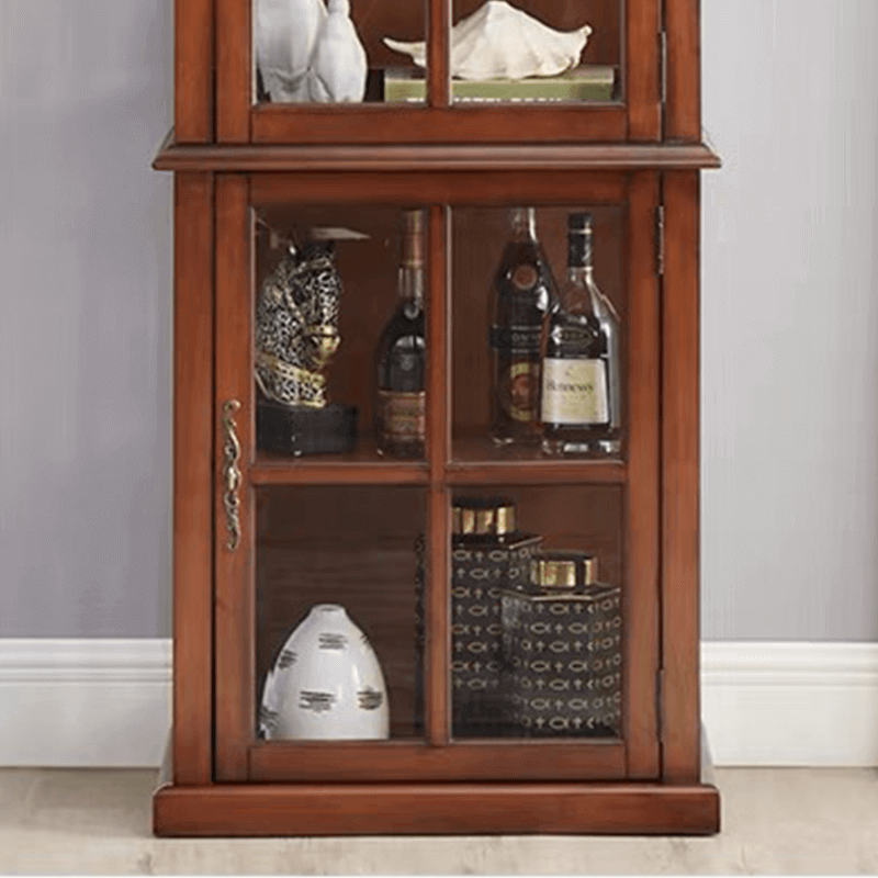 Antique Style Wine Cabinet With Tempered Glass Doors