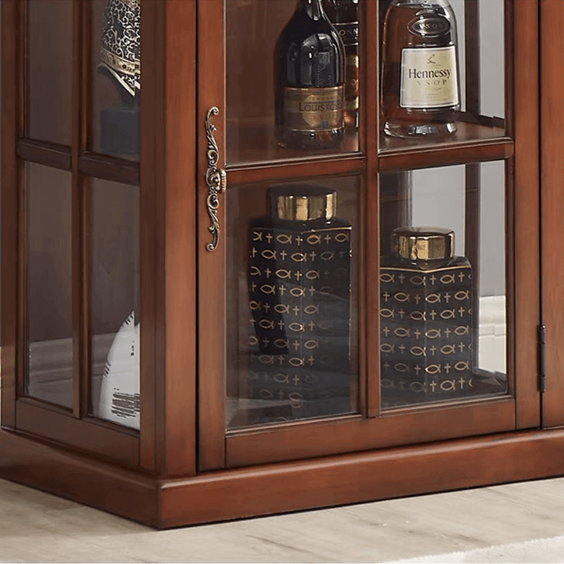 Antique Style Wine Cabinet With Tempered Glass Doors
