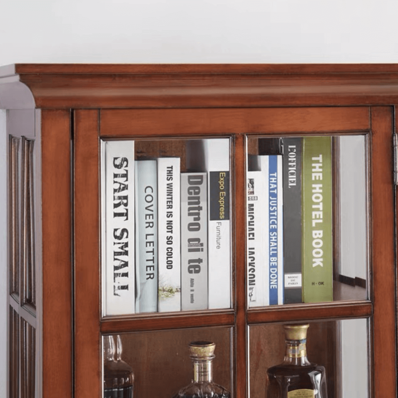 Antique Style Wine Cabinet With Tempered Glass Doors