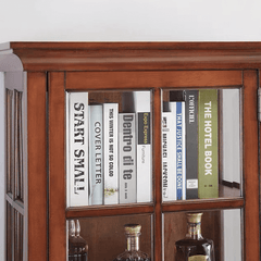 Antique Style Wine Cabinet With Tempered Glass Doors
