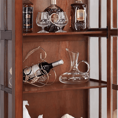 Antique Style Wine Cabinet With Tempered Glass Doors
