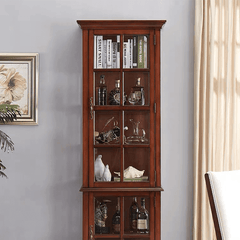 Antique Style Wine Cabinet With Tempered Glass Doors Main Product Image