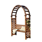 Arch-Back Outdoor Bench with Climbing Trellis in Solid Wood Finishes