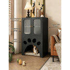 Arched Solid Wood Multifunctional Pet-Friendly Cabinet With Display Storage