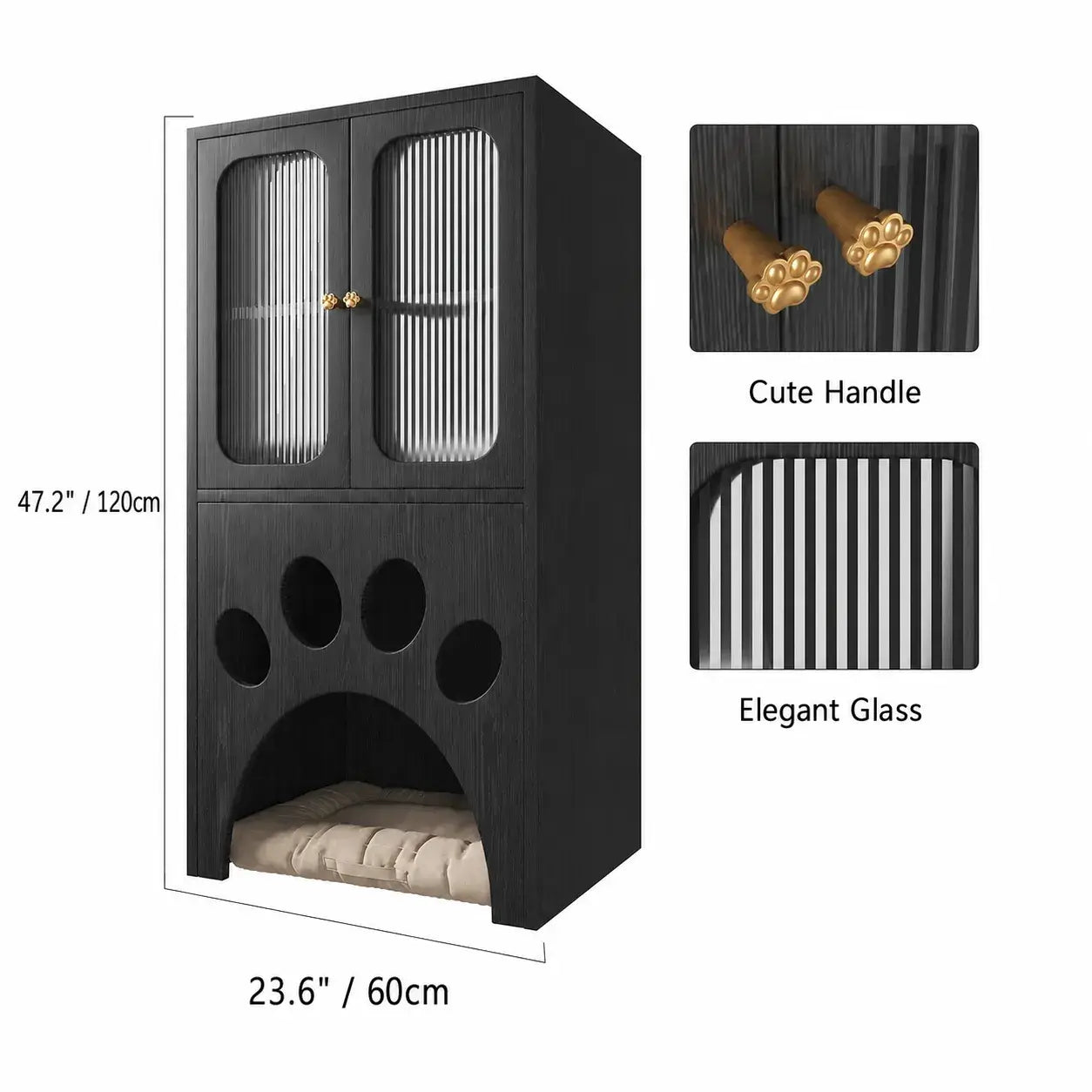 Arched Solid Wood Multifunctional Pet-Friendly Cabinet With Display Storage Dimensions