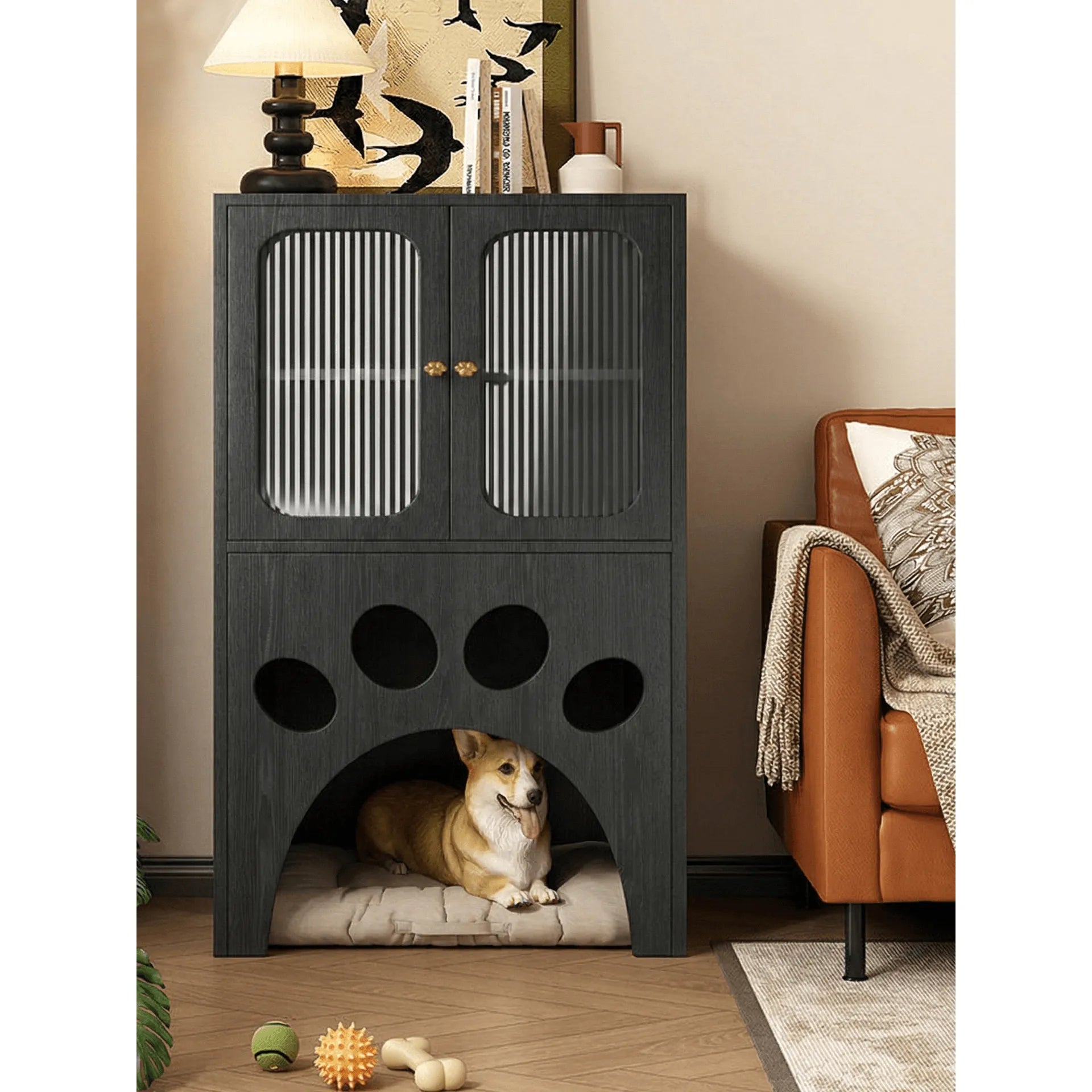Arched Solid Wood Multifunctional Pet-Friendly Cabinet With Display Storage Main Product Image
