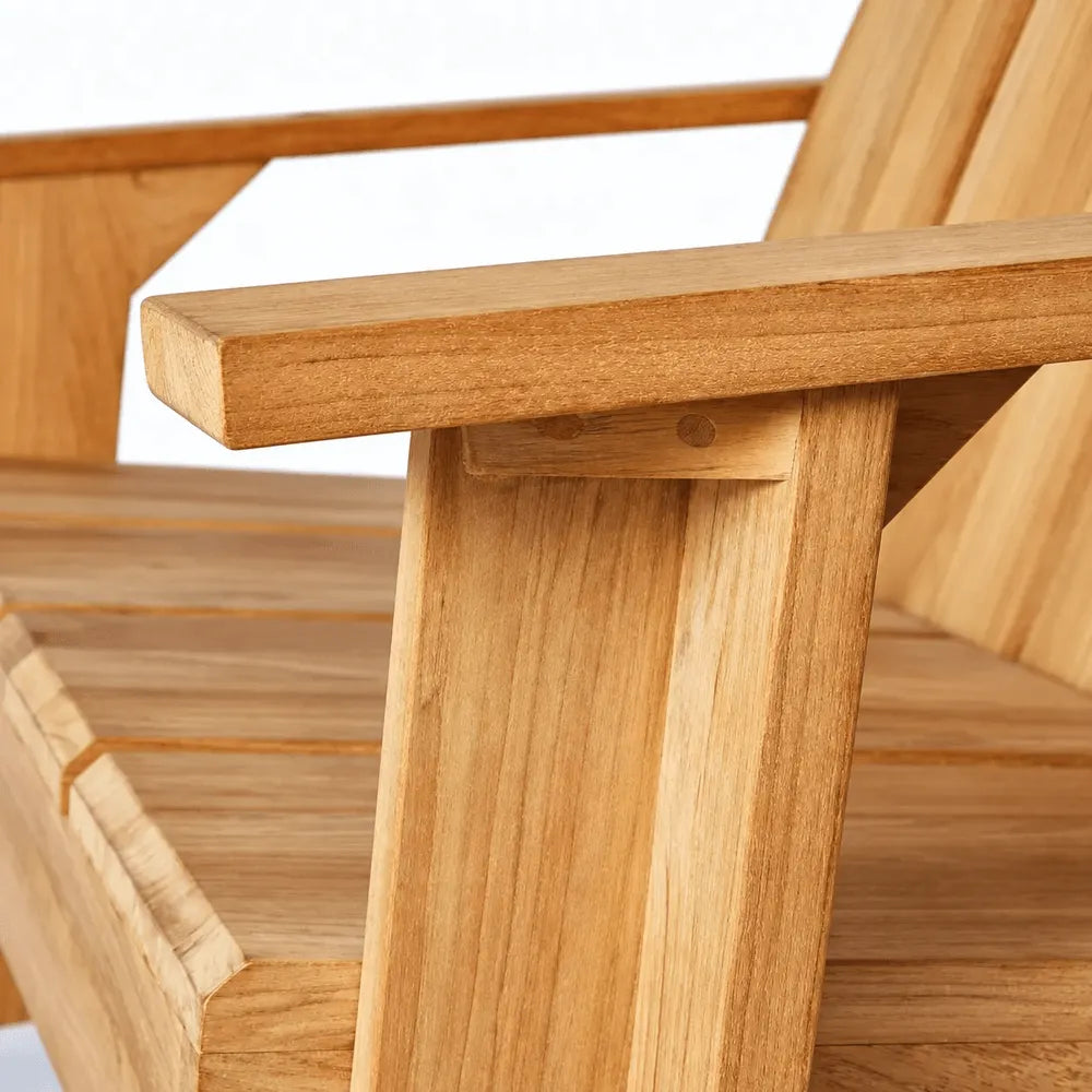 Architectural Teak Outdoor Sofa Series with Wide Arms and Relaxed Lounge Silhouette