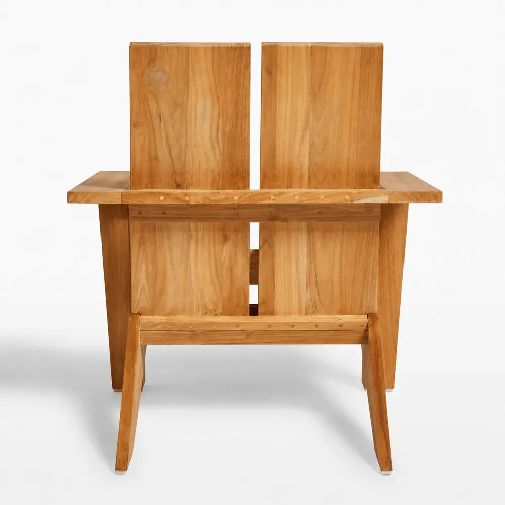Architectural Teak Outdoor Sofa Series with Wide Arms and Relaxed Lounge Silhouette
