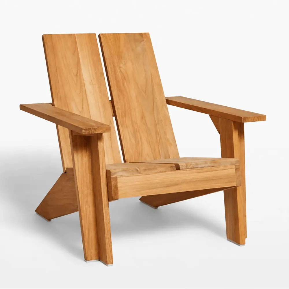 Architectural Teak Outdoor Sofa Series with Wide Arms and Relaxed Lounge Silhouette