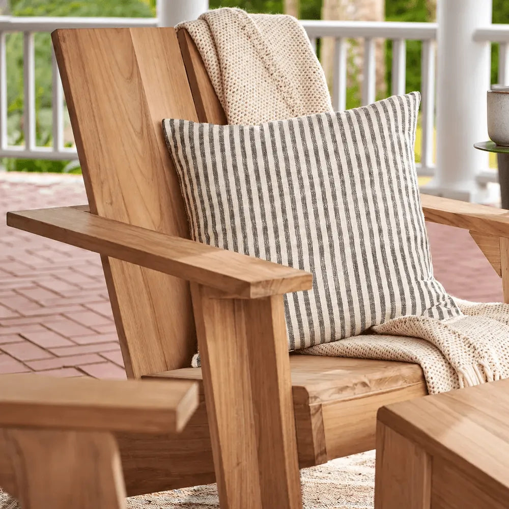 Architectural Teak Outdoor Sofa Series with Wide Arms and Relaxed Lounge Silhouette