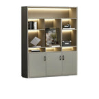 Architectural Wood Storage Wall Cabinet With Shelves and Lighting