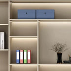 Architectural Wood Storage Wall Cabinet With Shelves and Lighting