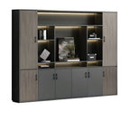Architectural Wood Storage Wall Cabinet With Shelves and Lighting