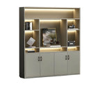 Architectural Wood Storage Wall Cabinet With Shelves and Lighting