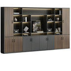 Architectural Wood Storage Wall Cabinet With Shelves and Lighting