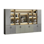 Architectural Wood Storage Wall Cabinet With Shelves and Lighting