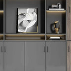 Architectural Wood Storage Wall Cabinet With Shelves and Lighting