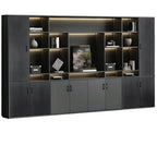 Architectural Wood Storage Wall Cabinet With Shelves and Lighting