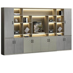 Architectural Wood Storage Wall Cabinet With Shelves and Lighting
