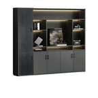 Architectural Wood Storage Wall Cabinet With Shelves and Lighting