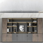 Architectural Wood Storage Wall Cabinet With Shelves and Lighting
