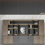Architectural Wood Storage Wall Cabinet With Shelves and Lighting