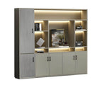 Architectural Wood Storage Wall Cabinet With Shelves and Lighting