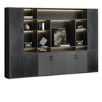 Architectural Wood Storage Wall Cabinet With Shelves and Lighting
