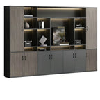 Architectural Wood Storage Wall Cabinet With Shelves and Lighting