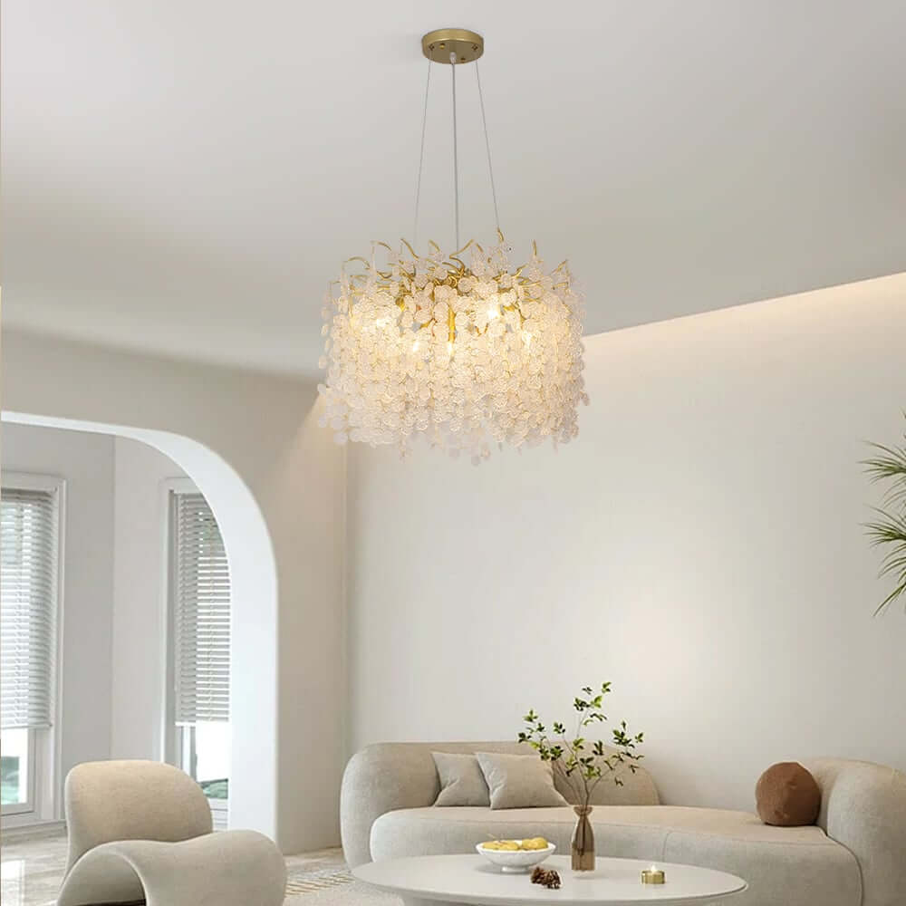 Art Deco Crystal Chandelier with Gold Organic Frame – 9-Light Statement Fixture Main Product Image Main image